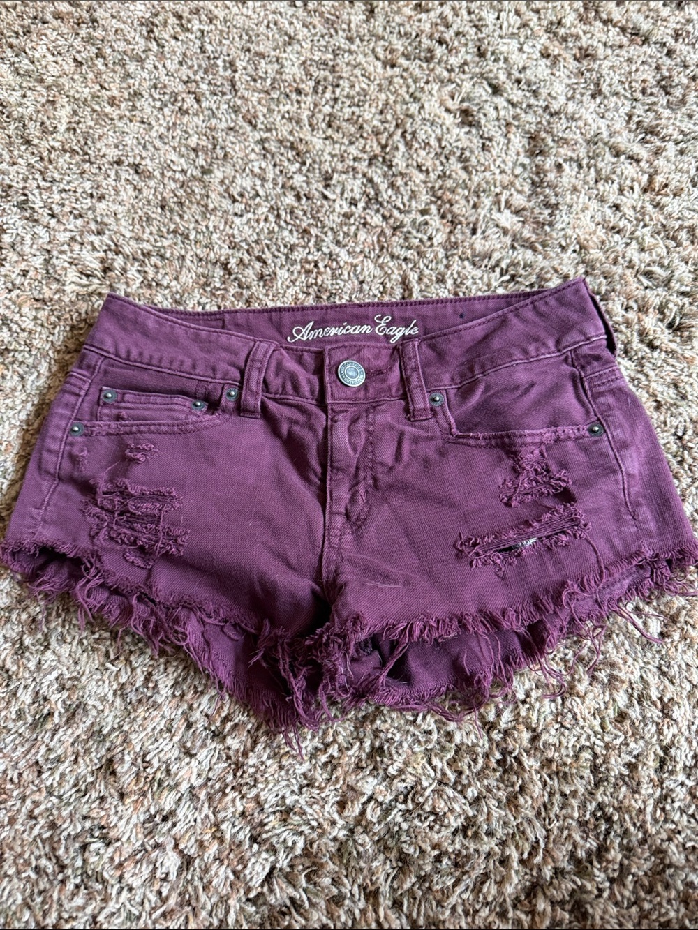 American Eagle Outfitters Plum Distressed Denim Cutoff Shorts